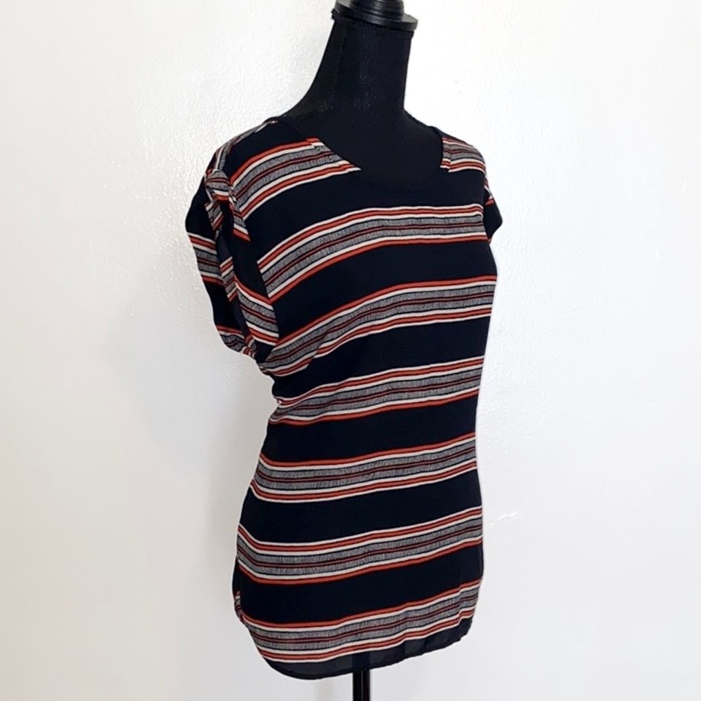 Ann Taylor Blouse Large Stripped Blue oversized